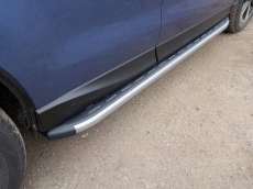 Пороги алюминиевые с пластиковой накладкой (карбон серые) 1720 мм для Subaru Forester (2016-2018) № SUBFOR16-06GR