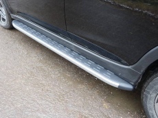 Пороги алюминиевые с пластиковой накладкой (карбон серые) 1820 мм для Subaru XV (2017-2018) № SUBXV17-15GR