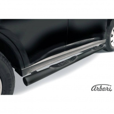 Пороги Arbori d76 с проступями черные для Mitsubishi Outlander (2013-2014) № AFZDAMOUT1305B