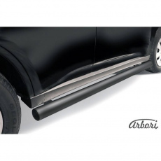 Пороги Arbori d76 труба черные для Mitsubishi Outlander (2013-2014) № AFZDAMOUT1306B