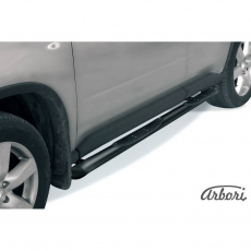 Пороги Arbori d76 с проступями со скосами черные для Nissan X-Trail (2007-2010) № AFZDANXT14B
