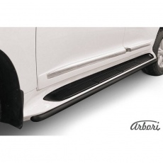 Защита штатного порога Arbori d42 черная для Toyota Land Cruiser 200 (2013-2018) № AFZDATLC21314B