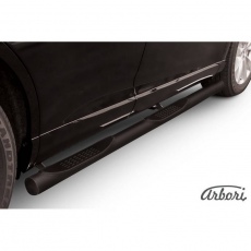 Пороги Arbori d76 с проступями черные для Toyota Venza (2013-2015) № AFZDATVEN06B