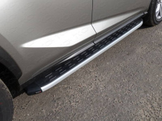 Пороги алюминиевые с пластиковой накладкой 1720 мм для Lexus NX 200 (2017-2018) № LEXNX17-17AL