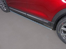 Пороги овальные с проступью 75х42 мм для Mazda CX-9 (2017-2018) № MAZCX917-15