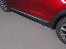 Пороги с площадкой (нерж.лист) 42,4 мм для Mazda CX-9 (2017-2018) № MAZCX917-18
