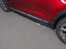 Пороги с площадкой (нерж. лист) 60,3 мм для Mazda CX-9 (2017-2018) № MAZCX917-20