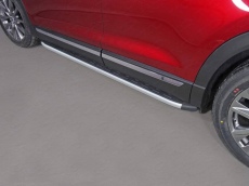 Пороги алюминиевые с пластиковой накладкой 1920 мм для Mazda CX-9 (2017-2018) № MAZCX917-23AL