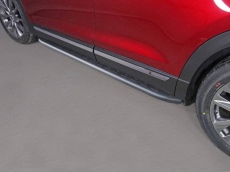 Пороги алюминиевые с пластиковой накладкой (карбон черные) 1920 мм для Mazda CX-9 (2017-2018) № MAZCX917-23BL