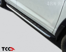Пороги алюминиевые с пластиковой накладкой (1720 из 2-х мест) для Toyota RAV4 (2010-2012) № TOYRAV10-09AL