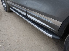 Пороги алюминиевые с пластиковой накладкой 1920 мм Volkswagen Touareg R-Line (2014-2018) № VWTOUAR16-08AL